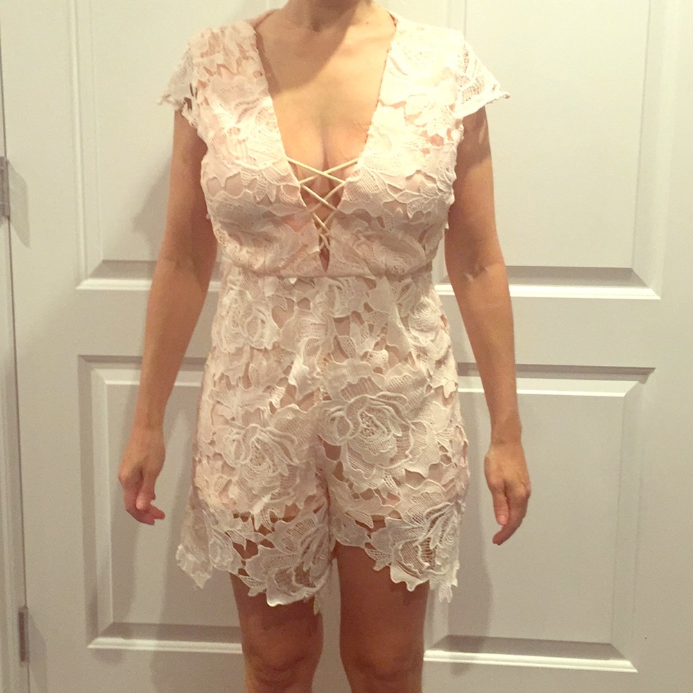 Pink lace romper size S